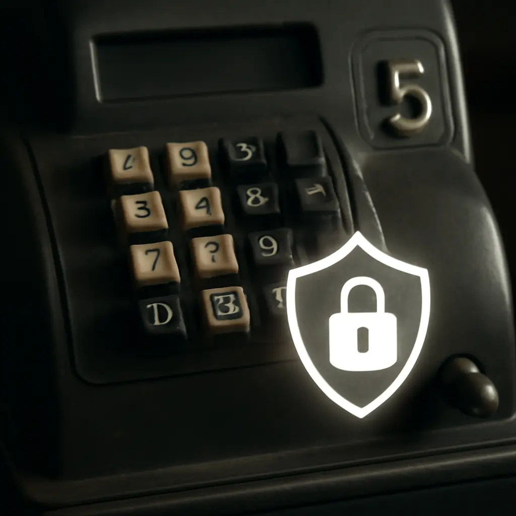 Защитный экран кассового оборудования, символ безопасности