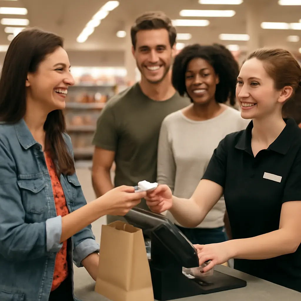 Очередь у кассы с оперативным обслуживанием