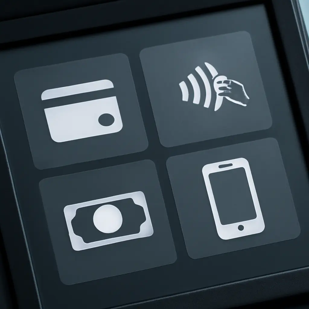 Интерфейс кассы и крипто-опция Экран кассы с опцией криптовалютного платежа