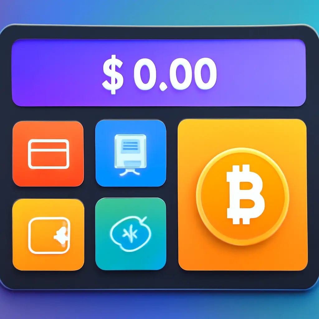 Экран кассы показывает опцию обмена криптовалют с начислением стейкинг-бонуса